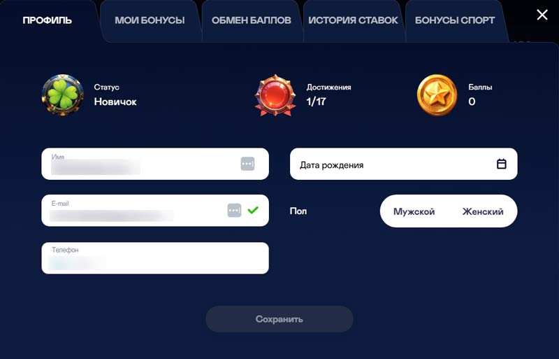 Первичная верификация игрока
